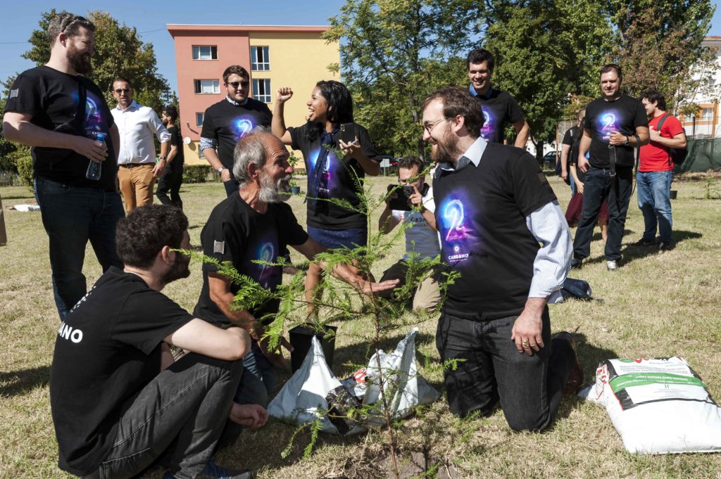 Vasil Dabov and Charles Hoskinson planting trees in Plovdiv, Bulgaria, 2019